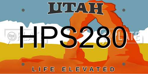 HPS280 Utah License Plate
