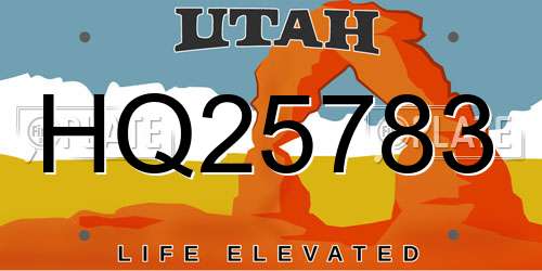 HQ25783 Utah License Plate