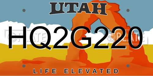 HQ2G220 Utah License Plate