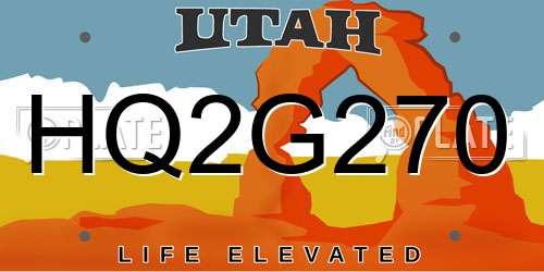 HQ2G270 Utah License Plate