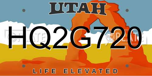 HQ2G720 Utah License Plate