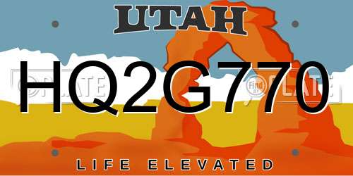 HQ2G770 Utah License Plate