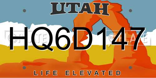 HQ6D147 Utah License Plate