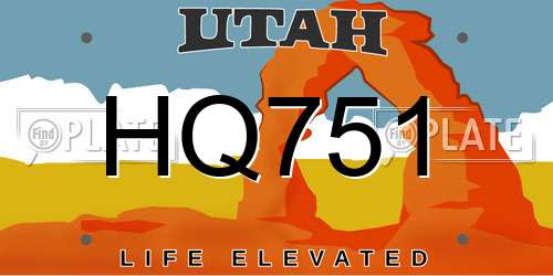 HQ751 Utah License Plate