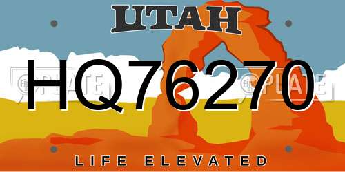 HQ76270 Utah License Plate
