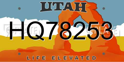 HQ78253 Utah License Plate