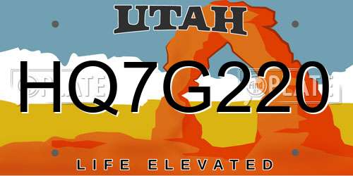 HQ7G220 Utah License Plate