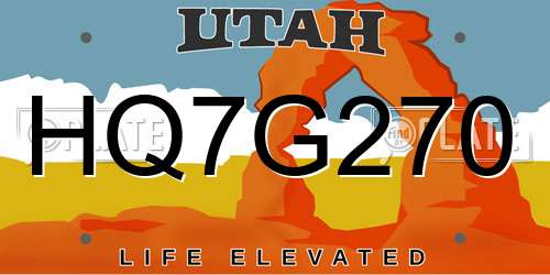 HQ7G270 Utah License Plate