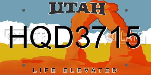 HQD3715 Utah License Plate