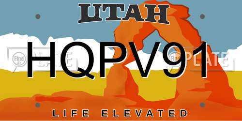 HQPV91 Utah License Plate