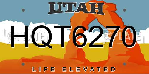 HQT6270 Utah License Plate