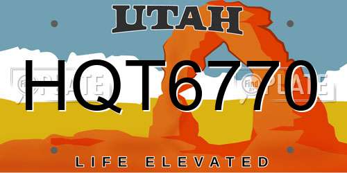 HQT6770 Utah License Plate