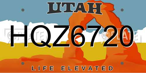 HQZ6720 Utah License Plate