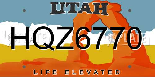 HQZ6770 Utah License Plate