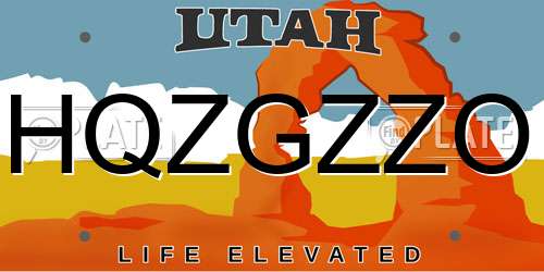 HQZGZZO Utah License Plate