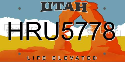 HRU5778 Utah License Plate