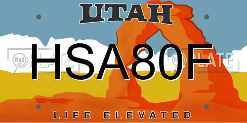 HSA80F Utah License Plate