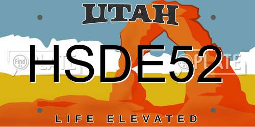 HSDE52 Utah License Plate