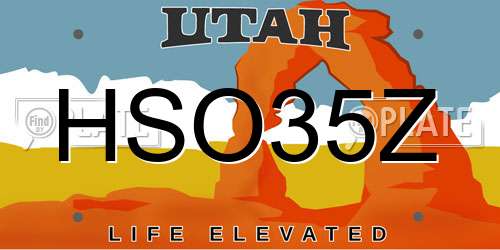 HSO35Z Utah License Plate