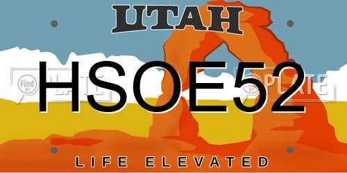 HSOE52 Utah License Plate