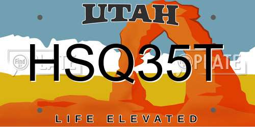 HSQ35T Utah License Plate
