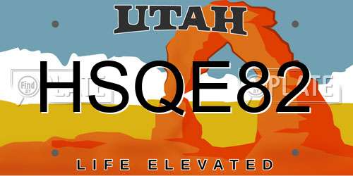 HSQE82 Utah License Plate