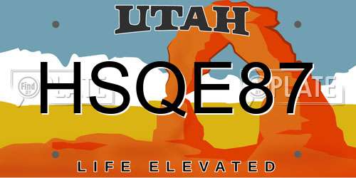 HSQE87 Utah License Plate