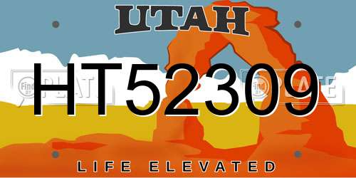 HT52309 Utah License Plate