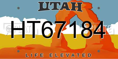 HT67184 Utah License Plate