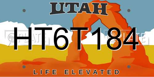 HT6T184 Utah License Plate