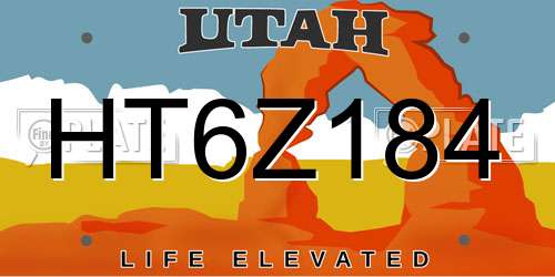 HT6Z184 Utah License Plate