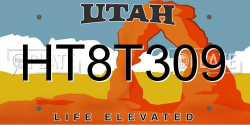 HT8T309 Utah License Plate