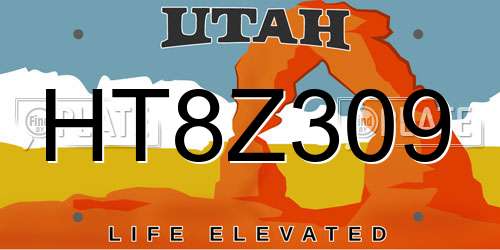 HT8Z309 Utah License Plate