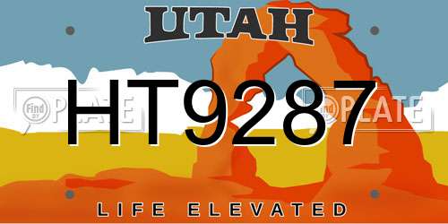 HT9287 Utah License Plate