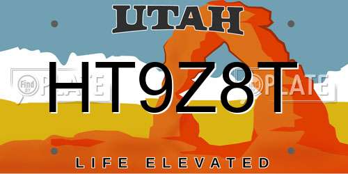 HT9Z8T Utah License Plate