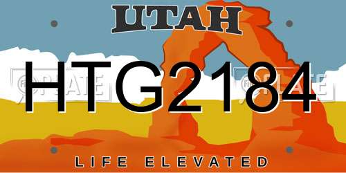 HTG2184 Utah License Plate