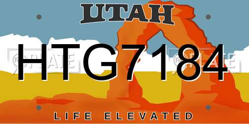 HTG7184 Utah License Plate