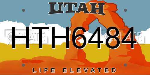 HTH6484 Utah License Plate