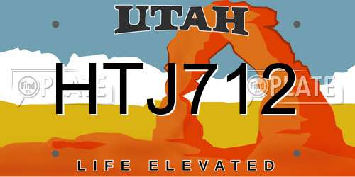 HTJ712 Utah License Plate