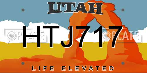 HTJ717 Utah License Plate