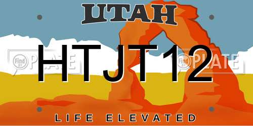 HTJT12 Utah License Plate