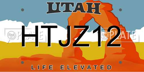 HTJZ12 Utah License Plate