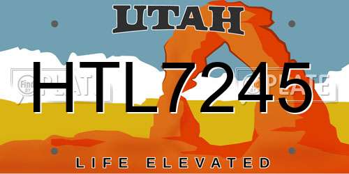 HTL7245 Utah License Plate
