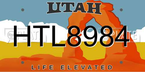 HTL8984 Utah License Plate