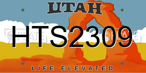 HTS2309 Utah License Plate