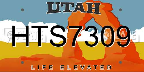 HTS7309 Utah License Plate