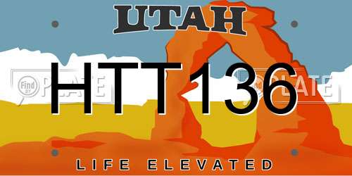HTT136 Utah License Plate