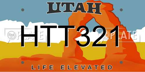 HTT321 Utah License Plate