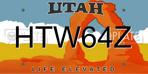 HTW64Z Utah License Plate