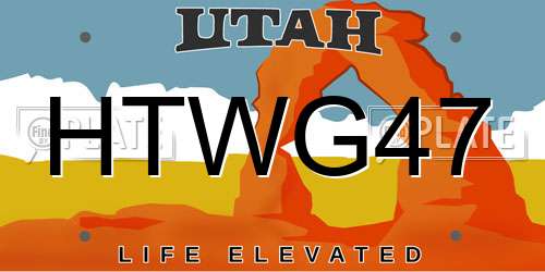 HTWG47 Utah License Plate